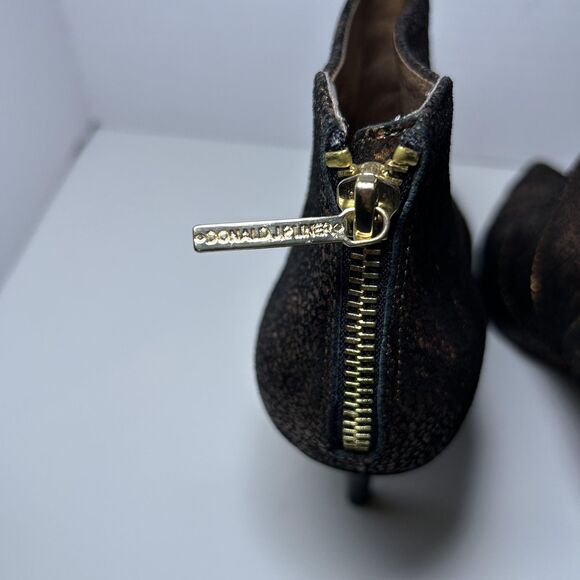 Donald J Pliner Booties Womens Size 7.5 Bronze Metallic Ankle Boots Heels - Picture 6 of 9